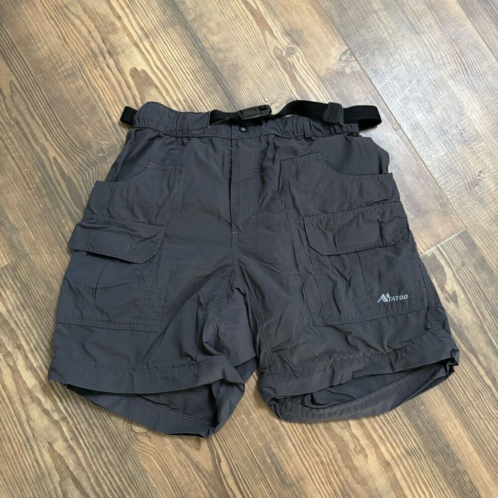 Tattoo Nylon Cargo Style Elastic Waist Shorts Belted Size Medium